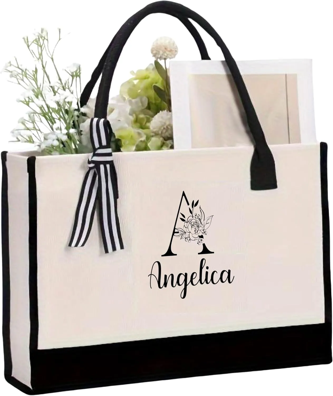 Personalized Tote Bag for Women | Monogram Gift | Tote Bag with zip pocket| Custom Beach Bags with Name |Gifts for Birthday