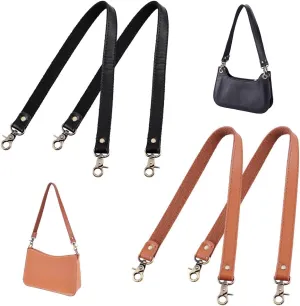PH PandaHall 4pcs 2 Colors Leather Bag Handles, 23 inch Leather Bag Strap Purse Handles Handbag Strap Replacement Handle with Antique Bronze Buckle for DIY Handbag Shoulder Bag Tote Crochet Bag Repair