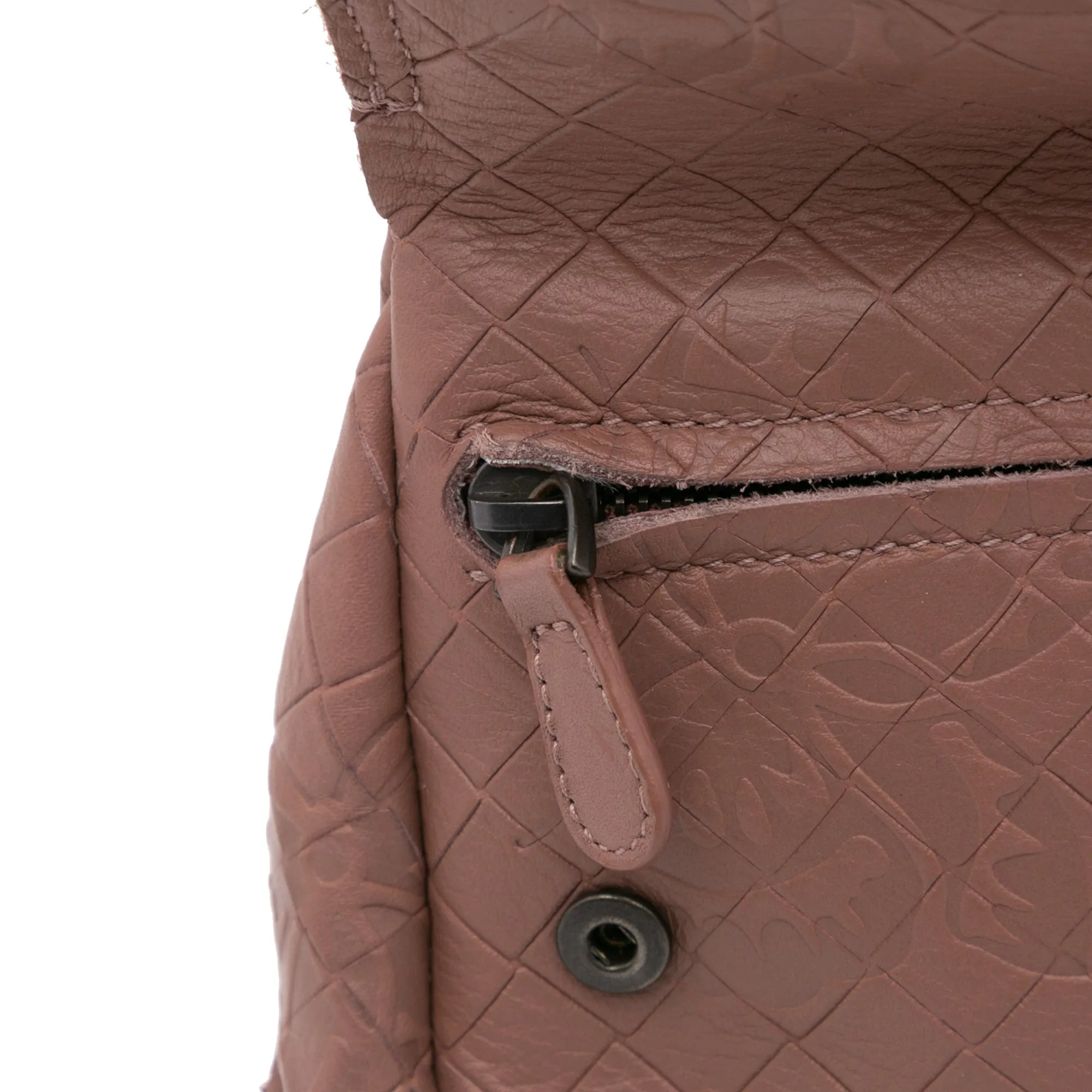 Pink Bottega Veneta Small Calfskin Intrecciomirage Embossed Butterfly Chain Crossbody