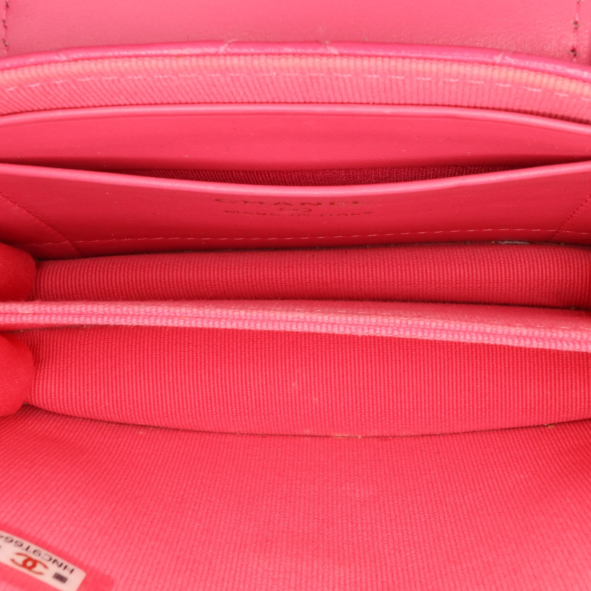 Pink Chanel CC Quilted Lambskin Flap Clutch On Chain Crossbody Bag