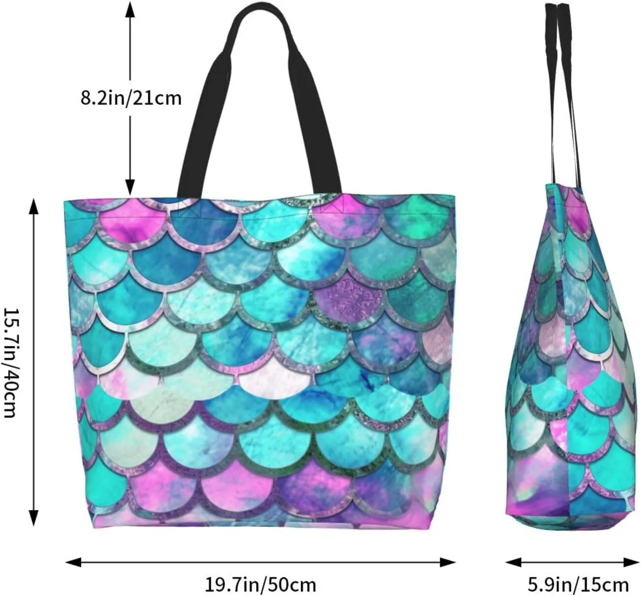 Pink Peach Pattern Printed Shoulder Bag for Women Casual Handbag Shopping Bag