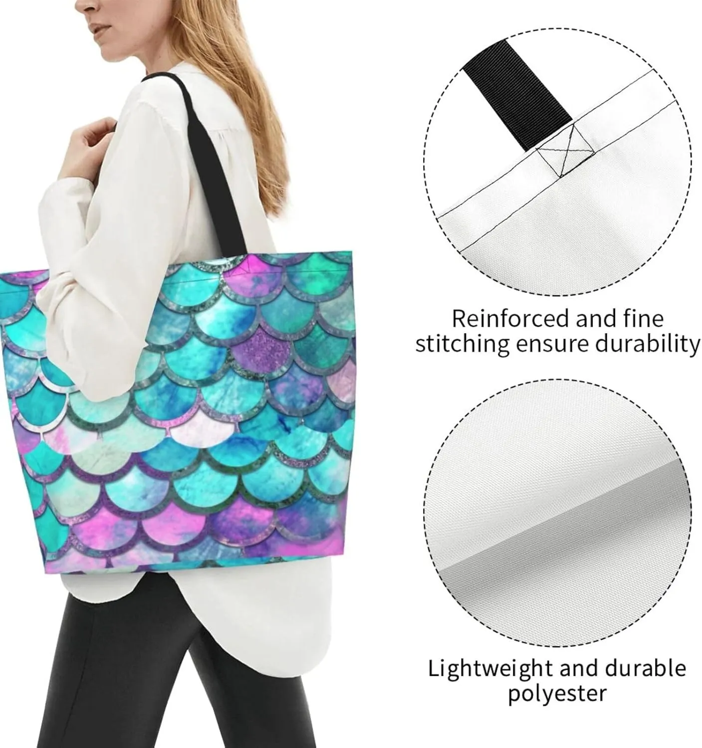 Pink Peach Pattern Printed Shoulder Bag for Women Casual Handbag Shopping Bag