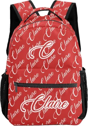 Polyester Personalized School Backpack Bookbag with Name Text, Fashion Custom Elementary Boys Girls Kids Book Bag, Waterproof Customize Bookbag Unique Gift, 1 Pack