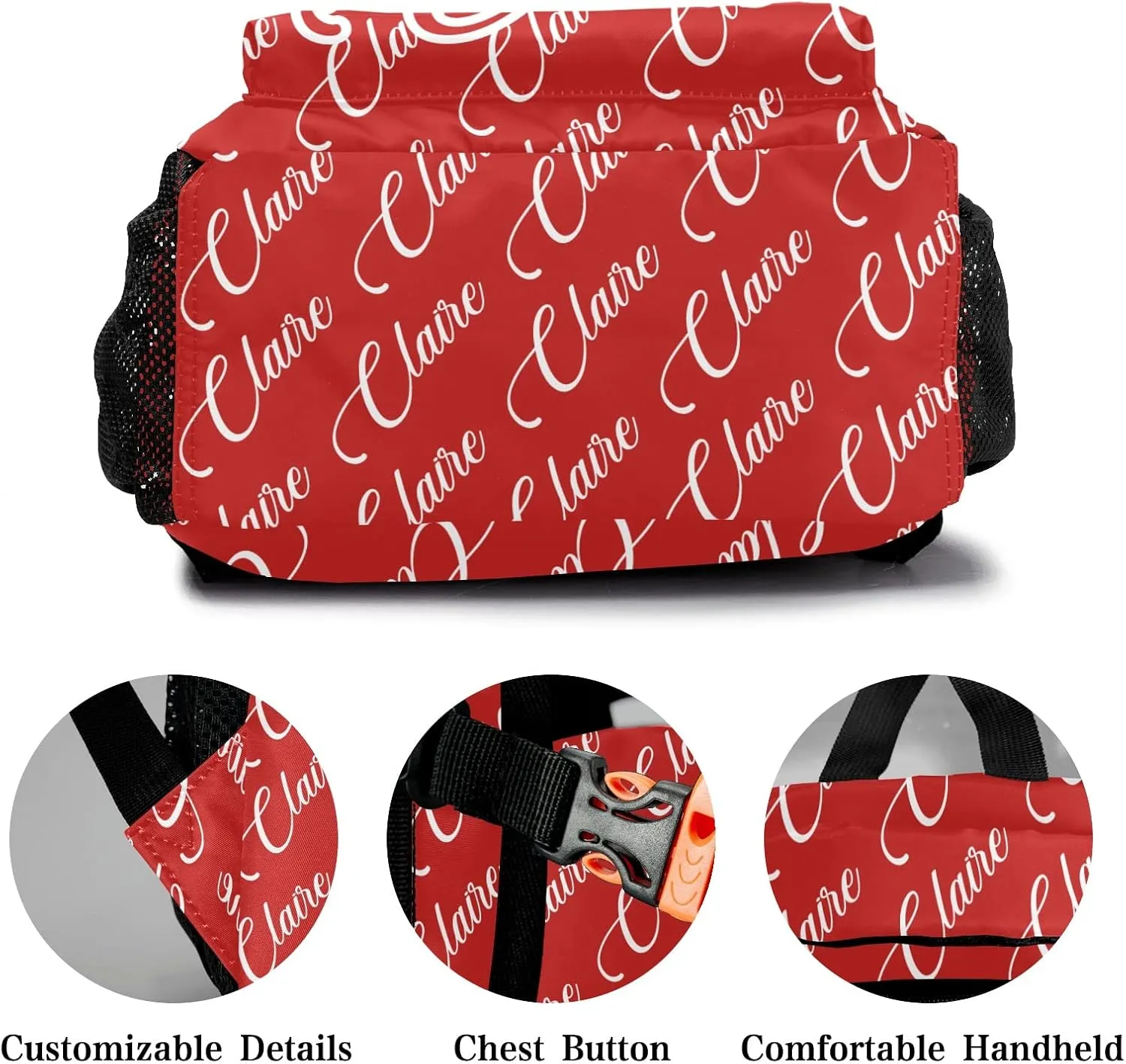 Polyester Personalized School Backpack Bookbag with Name Text, Fashion Custom Elementary Boys Girls Kids Book Bag, Waterproof Customize Bookbag Unique Gift, 1 Pack