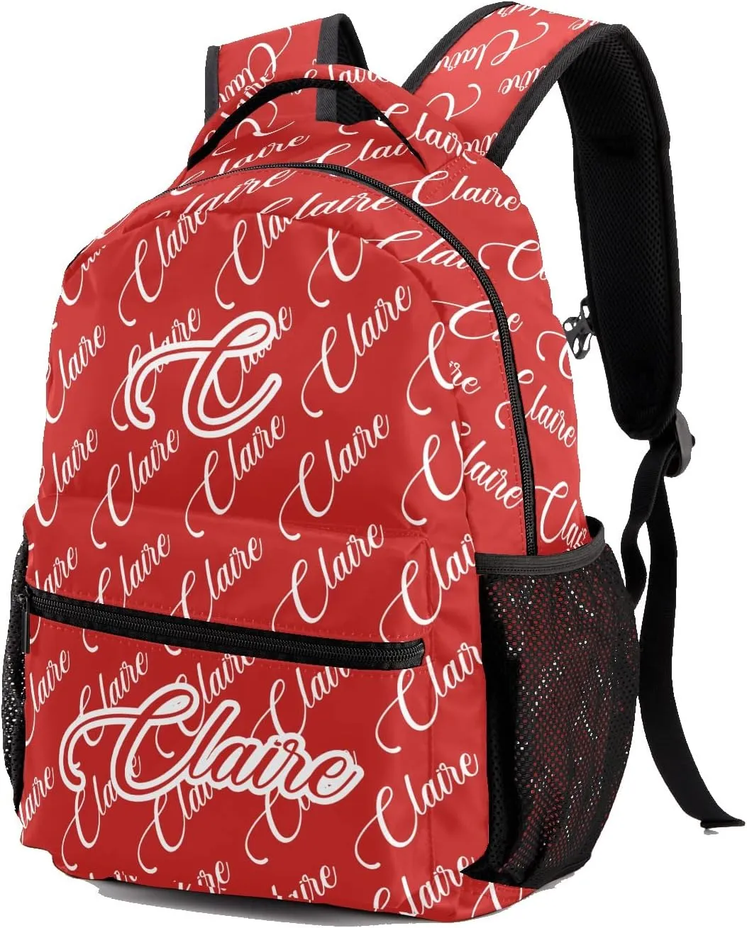 Polyester Personalized School Backpack Bookbag with Name Text, Fashion Custom Elementary Boys Girls Kids Book Bag, Waterproof Customize Bookbag Unique Gift, 1 Pack
