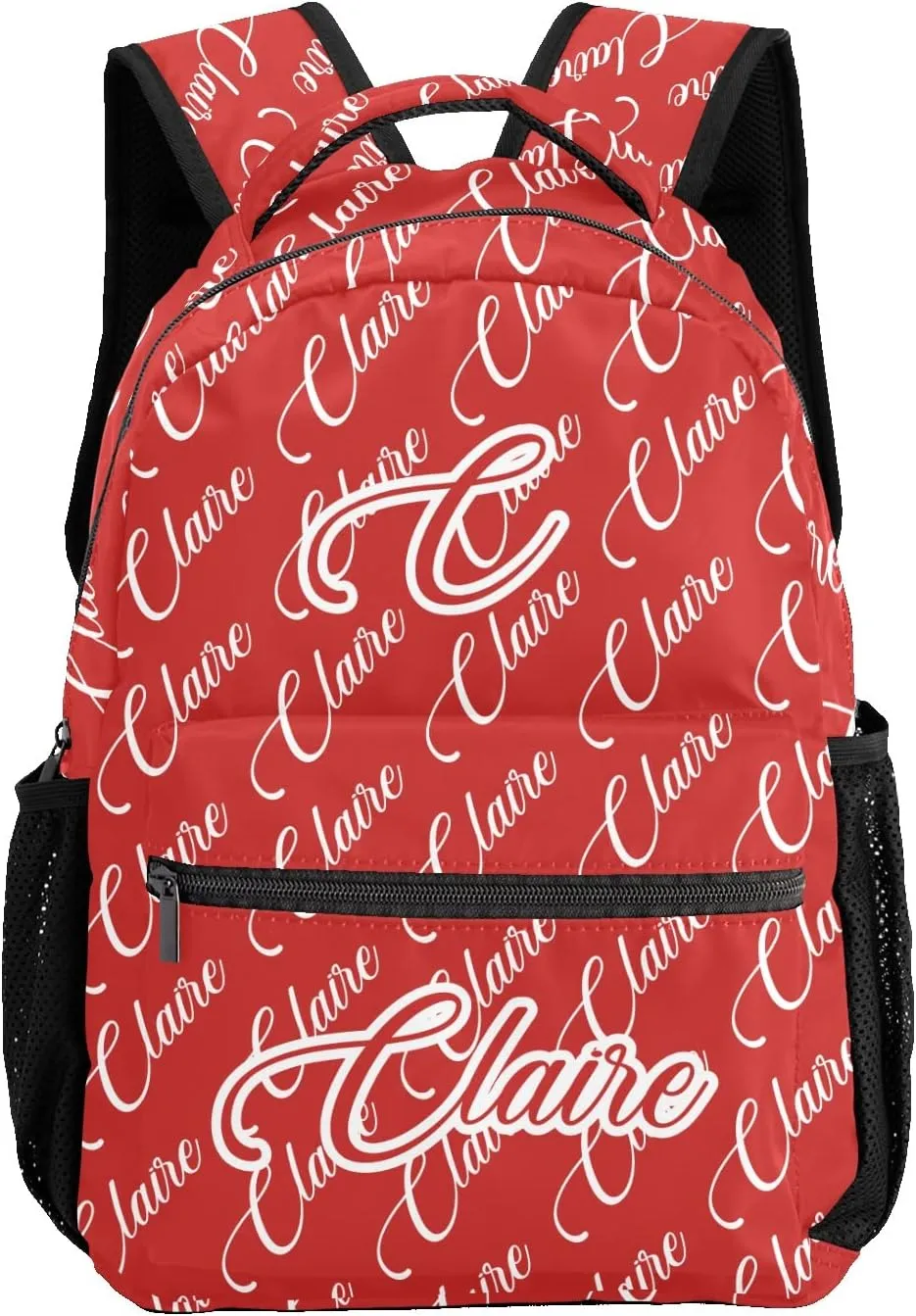 Polyester Personalized School Backpack Bookbag with Name Text, Fashion Custom Elementary Boys Girls Kids Book Bag, Waterproof Customize Bookbag Unique Gift, 1 Pack