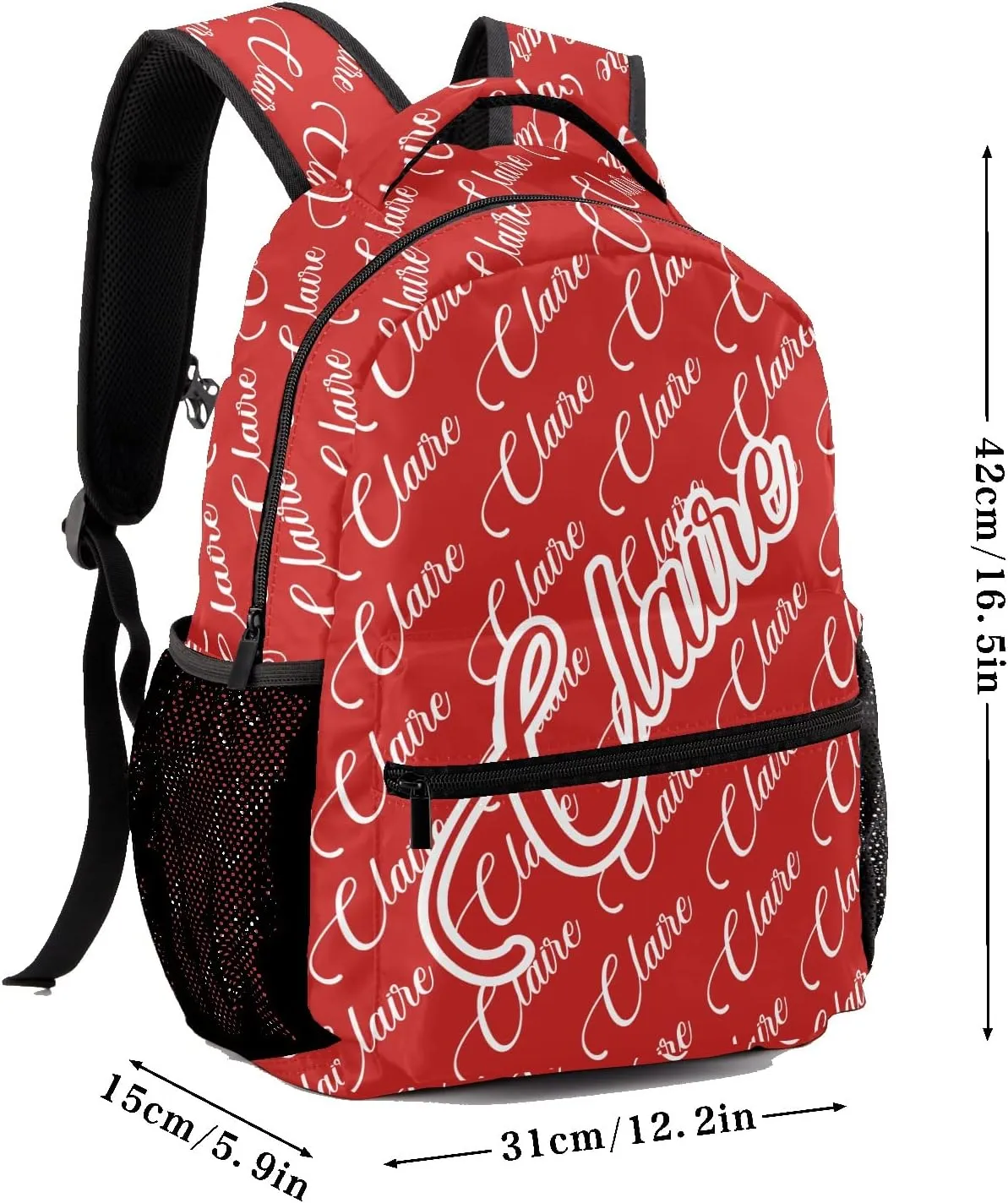 Polyester Personalized School Backpack Bookbag with Name Text, Fashion Custom Elementary Boys Girls Kids Book Bag, Waterproof Customize Bookbag Unique Gift, 1 Pack