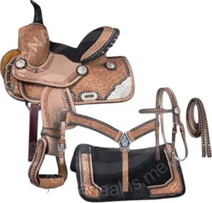 Pony Youth Child Miniature Classic Quality Handmade Leather Premium Comfort Western Barrel Racing Trail Equestrian Horse Saddle Tack Size 10" to 17" inches SeatM15