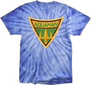 Popfunk Batman Bb Aquaman Shield Tie Dye Adult Unisex T-Shirt (Large) Royal Monochrome