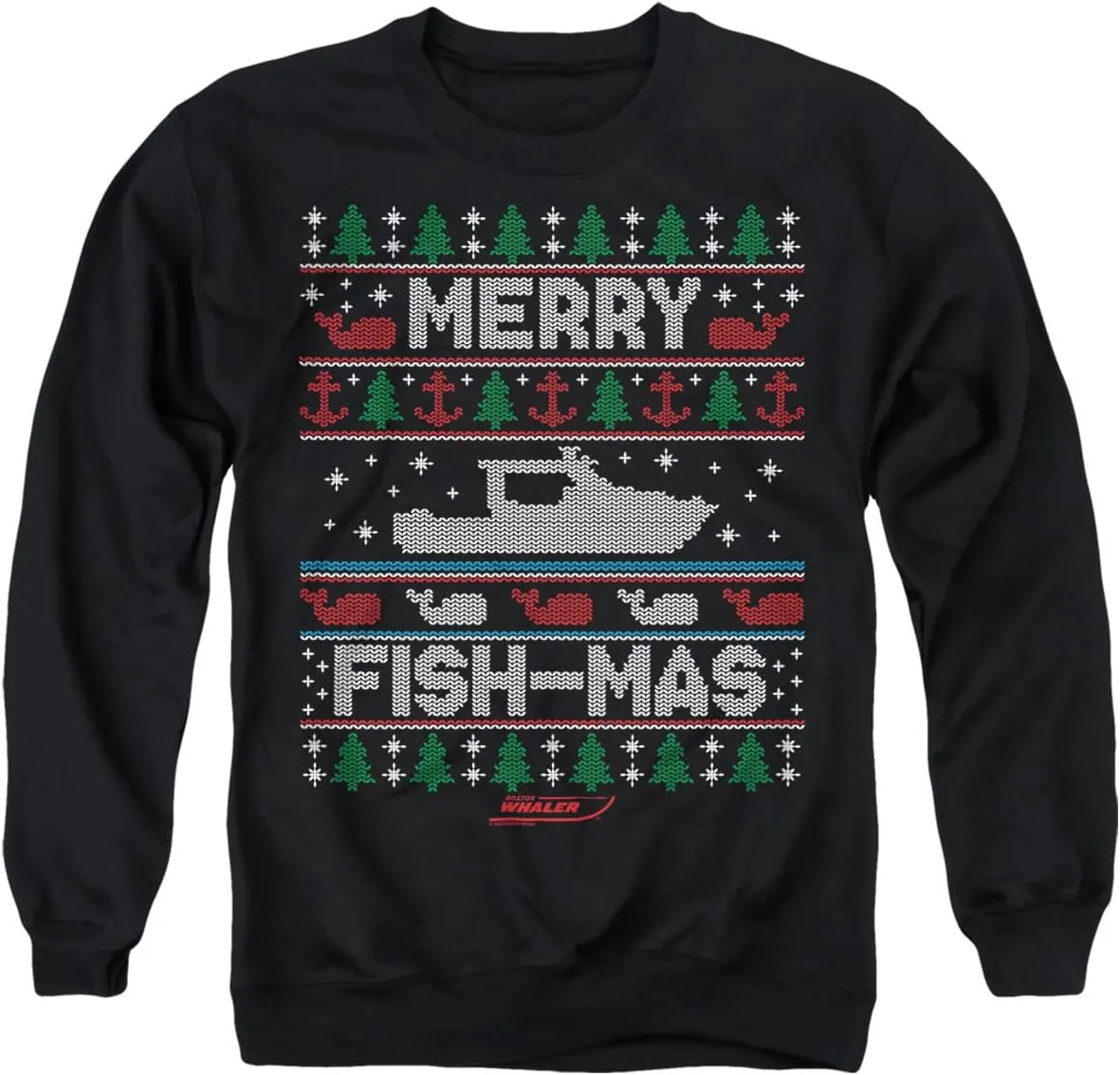 Popfunk Boston Whaler Merry Fish-mas Unisex Adult Crewneck Sweatshirt