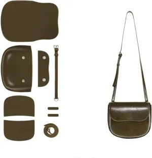 POPSEWING Leather Moon Saddle Bag DIY Kits, DIY Leather Bag Kit, DIY Crossbody Shoulder Bag with Sewing Kit, DIY Handmade Bag Kit for Mom Girlfriend Birthday Gift (Pine Green)