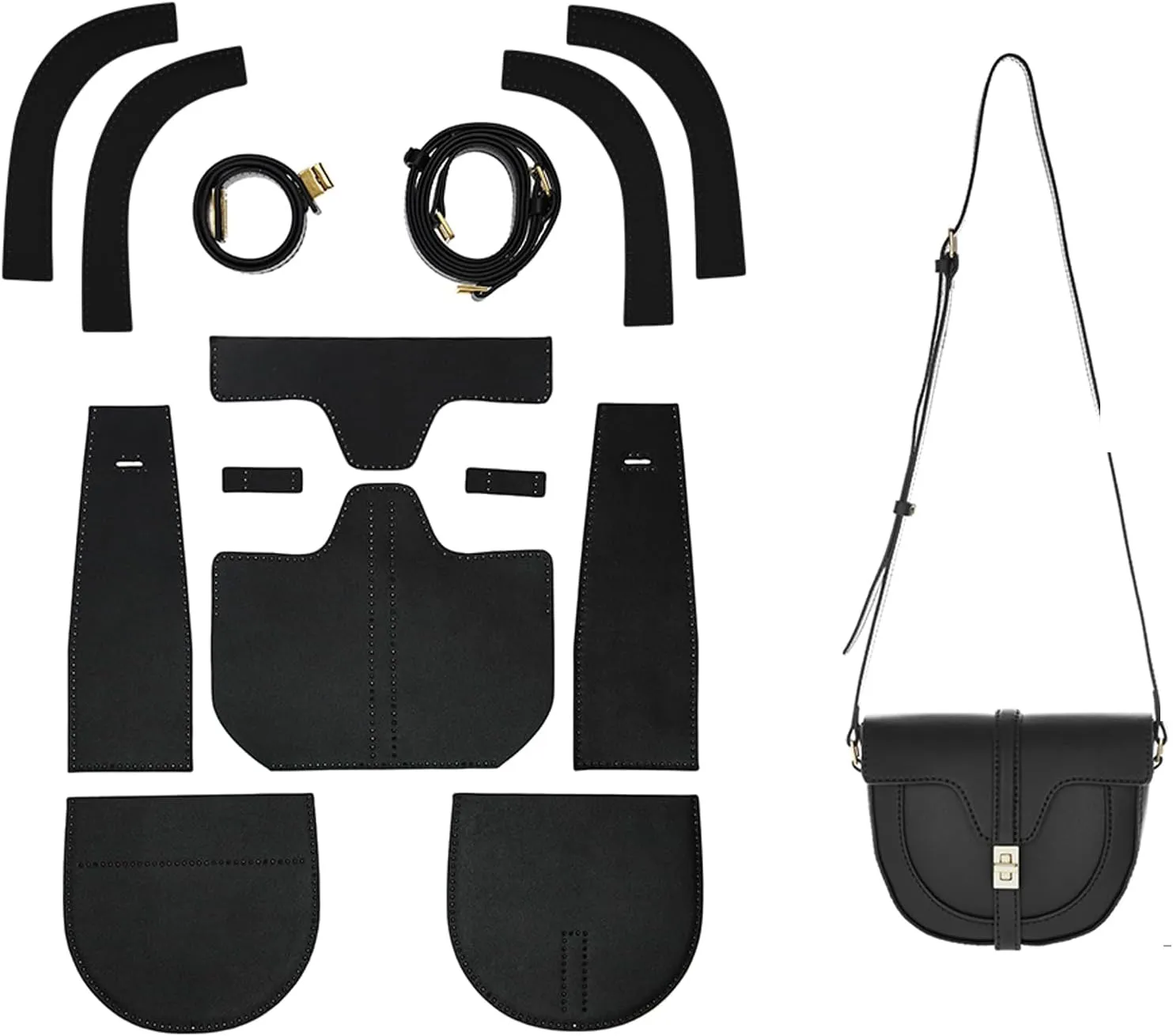 POPSEWING Leather Soft 16 Saddle Bag DIY Kit, DIY Bag Kit for Girls, Shoulder Bag Leather Working Kit with Sewing Kit for Girlfriend Christmas Personalized Gift