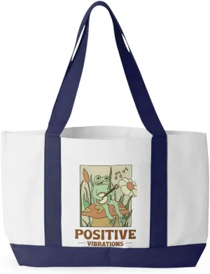 Positive Vibrations Cruiser Tote Bag - Singing Frog Gift - Frog Tote
