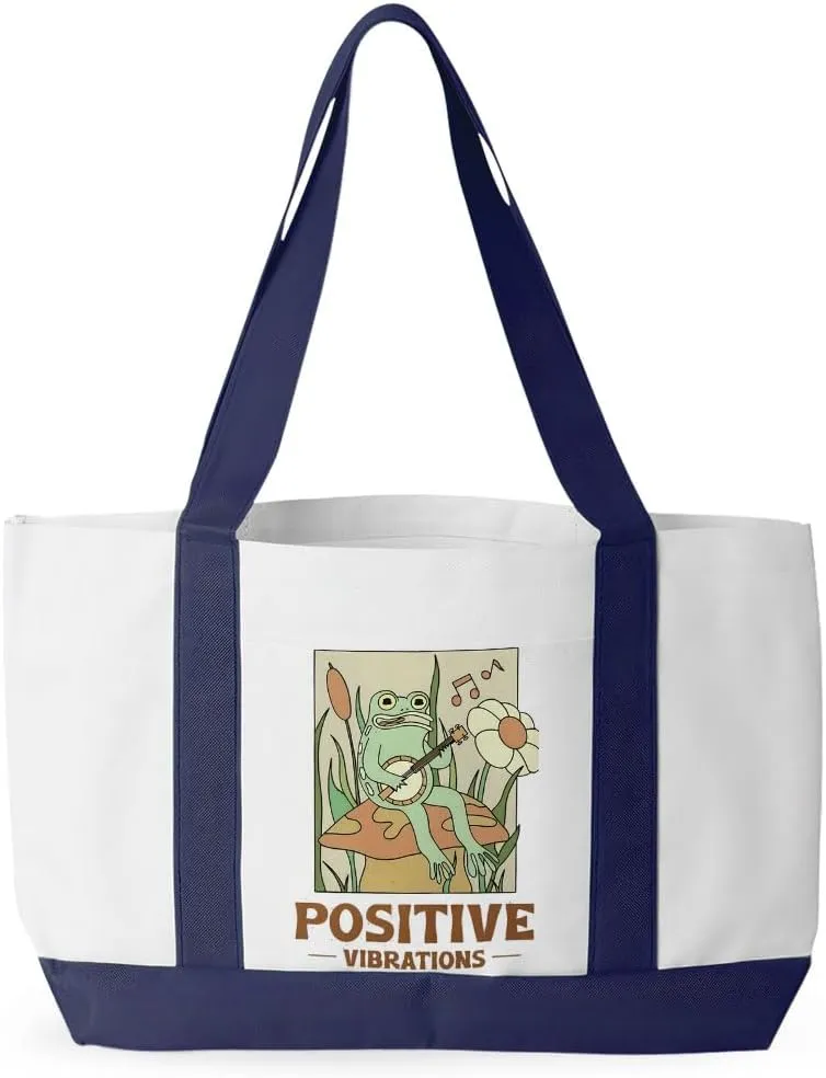 Positive Vibrations Cruiser Tote Bag - Singing Frog Gift - Frog Tote