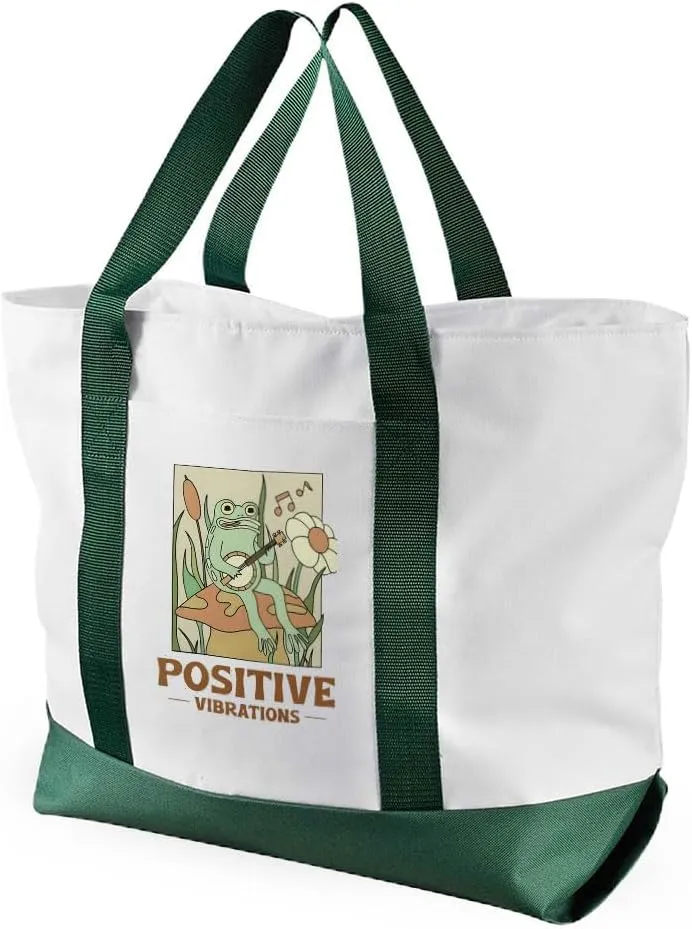 Positive Vibrations Cruiser Tote Bag - Singing Frog Gift - Frog Tote