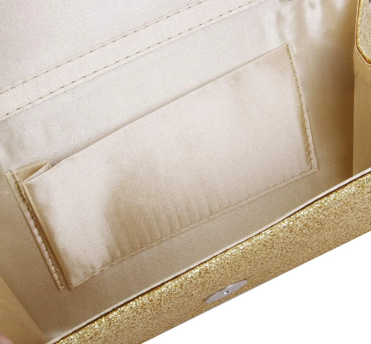 Premium Small Metallic Glitter Flap Clutch Evening Bag Handbag