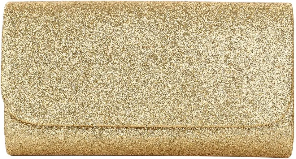 Premium Small Metallic Glitter Flap Clutch Evening Bag Handbag
