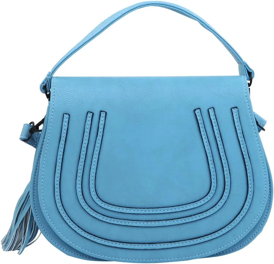 Premium Textured PU Leather Flap Saddle Crossbody Shoulder Bag