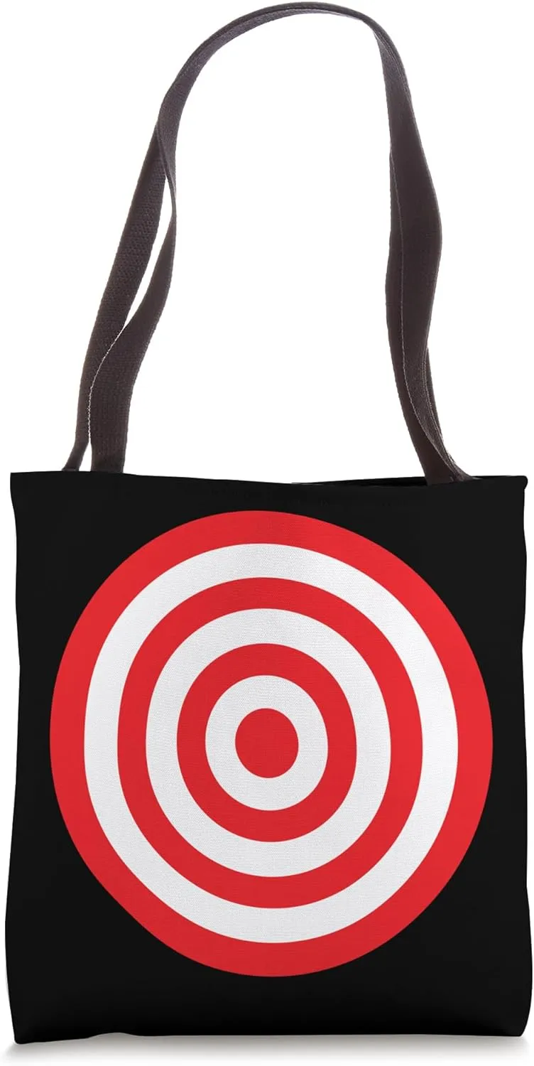 (Print on Front & Back) Bullseye Target Bulls Eye Red White Tote Bag