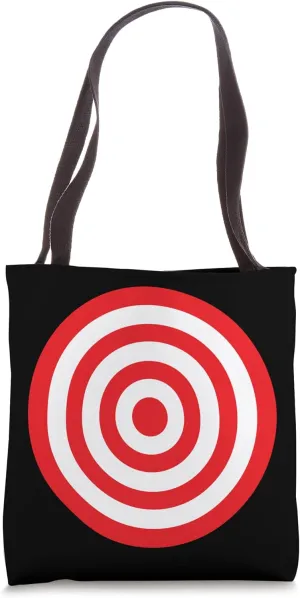 (Print on Front & Back) Bullseye Target Bulls Eye Red White Tote Bag