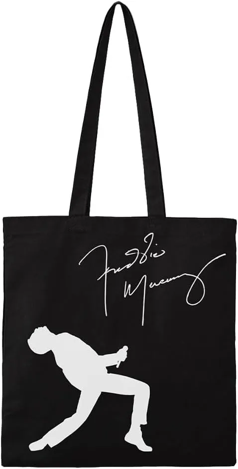 Printed Signature Freddie Mercury Tote Bag (One Size) (Black/White)