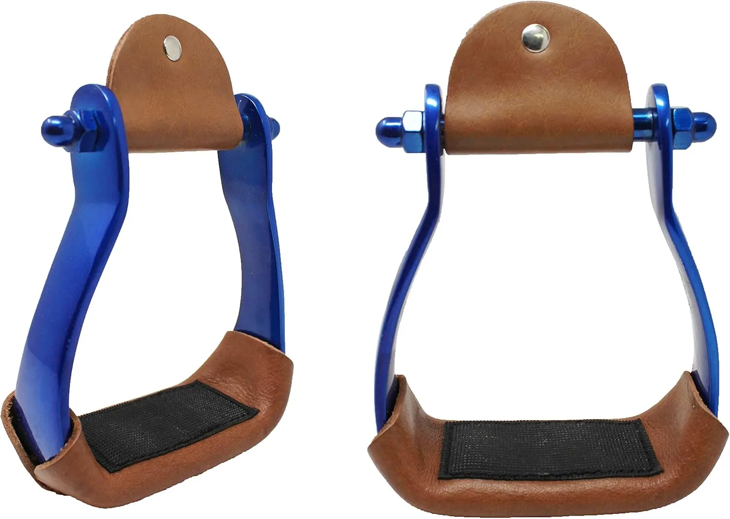 Pro Rider Horse Saddle Stirrups Barrel Racing Aluminum Western Tread Blue 5175RB