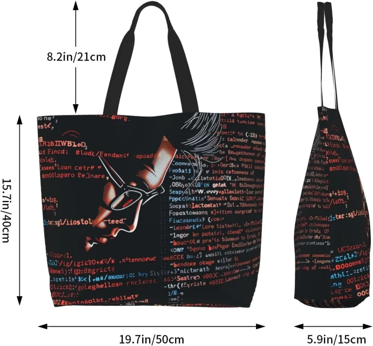 Programming Code Printed Shoulder Bag for Women Casual Handbag Shopping Bag