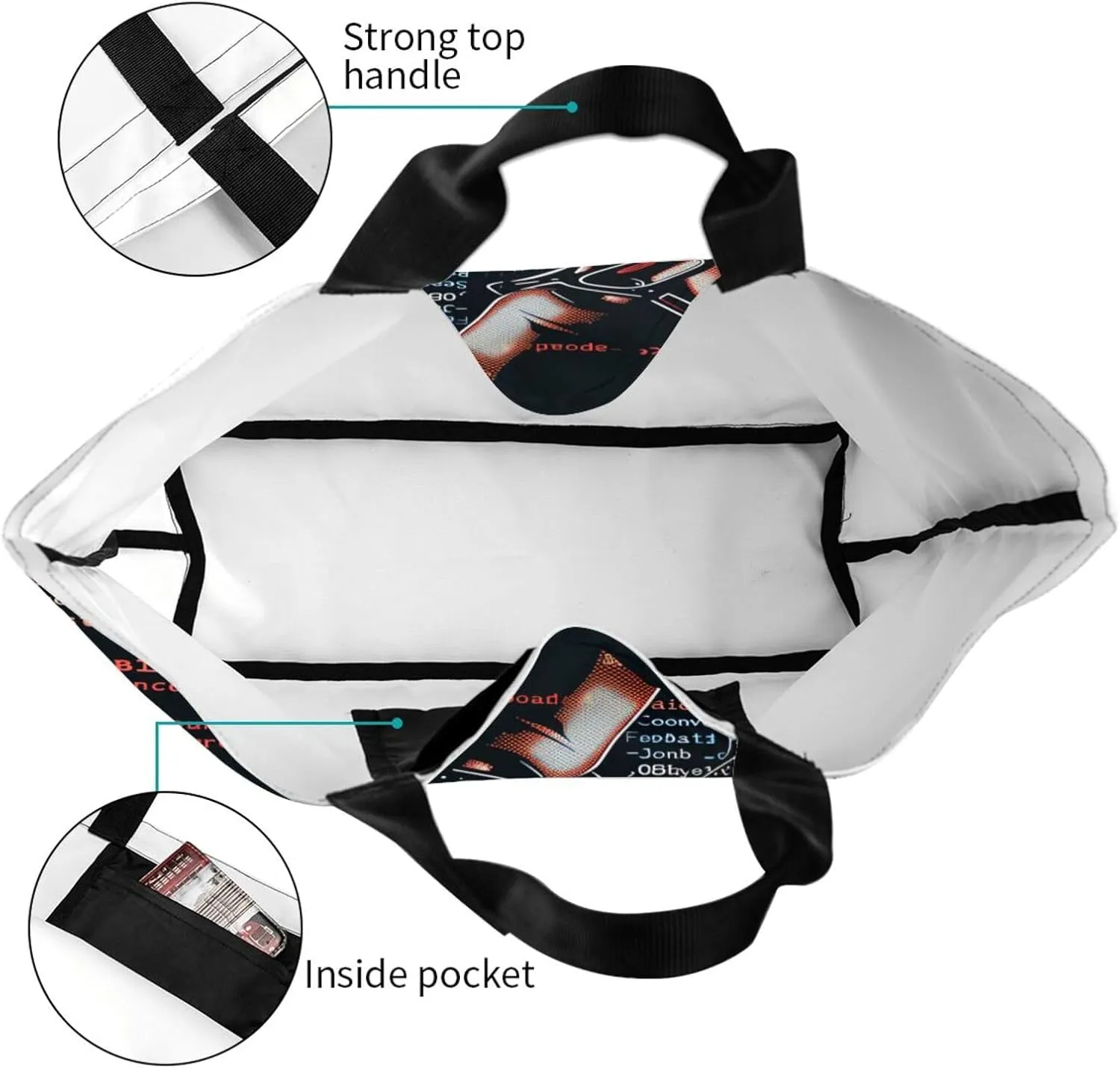 Programming Code Printed Shoulder Bag for Women Casual Handbag Shopping Bag