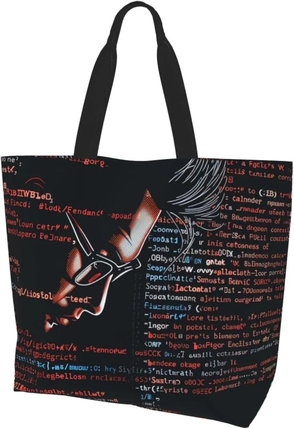 Programming Code Printed Shoulder Bag for Women Casual Handbag Shopping Bag