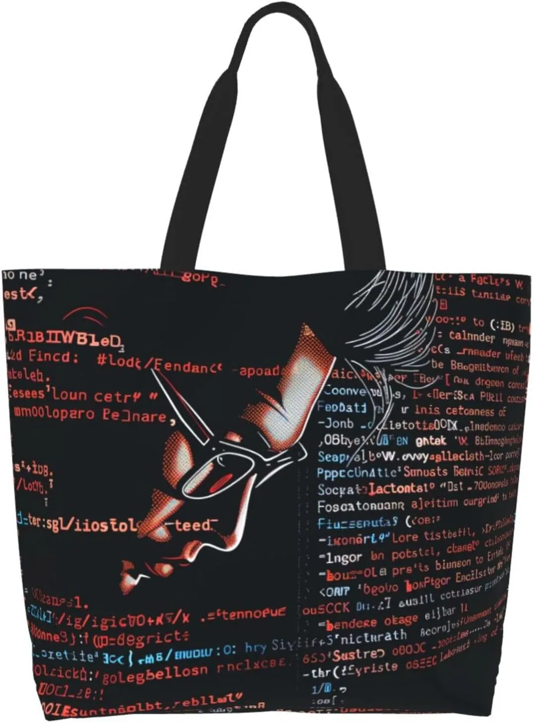 Programming Code Printed Shoulder Bag for Women Casual Handbag Shopping Bag