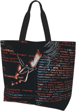 Programming Code Printed Shoulder Bag for Women Casual Handbag Shopping Bag
