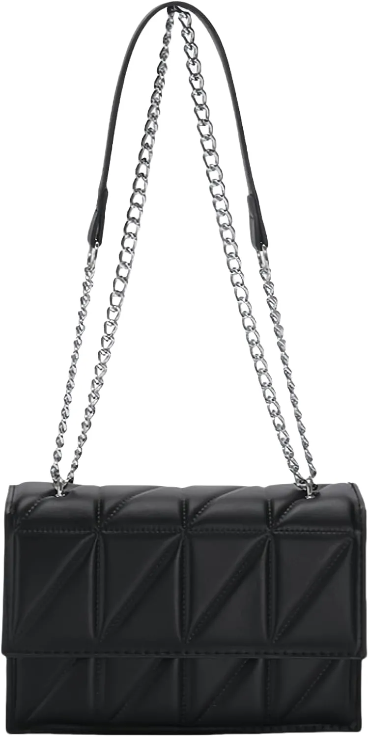 PU Leather Crossbody Purse for Women Trendy Ladies Shoulder Bag with Chain Designer Purses