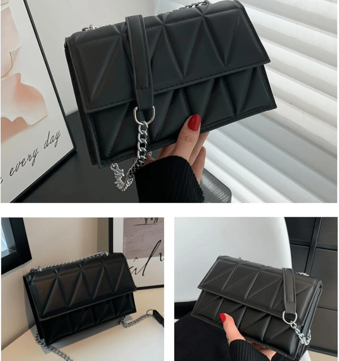 PU Leather Crossbody Purse for Women Trendy Ladies Shoulder Bag with Chain Designer Purses
