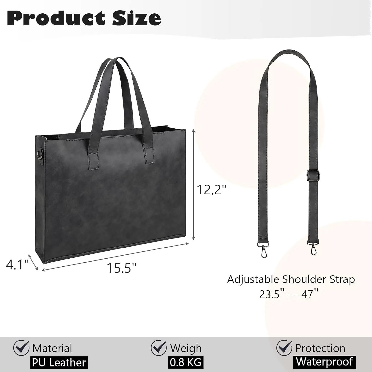 PU Leather Tote Bag for Women，Large Shoulder Tote Bag with Zipper，Leather Crossbody Bag，Top Handle Bag，Handbag