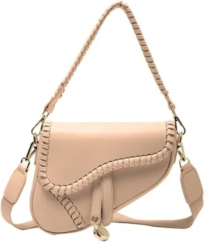 PURFANREE Women Trendy Saddle Shoulder Bag Clutch Purse Underarm Handbag Satchel HandBag Crossbody Bag