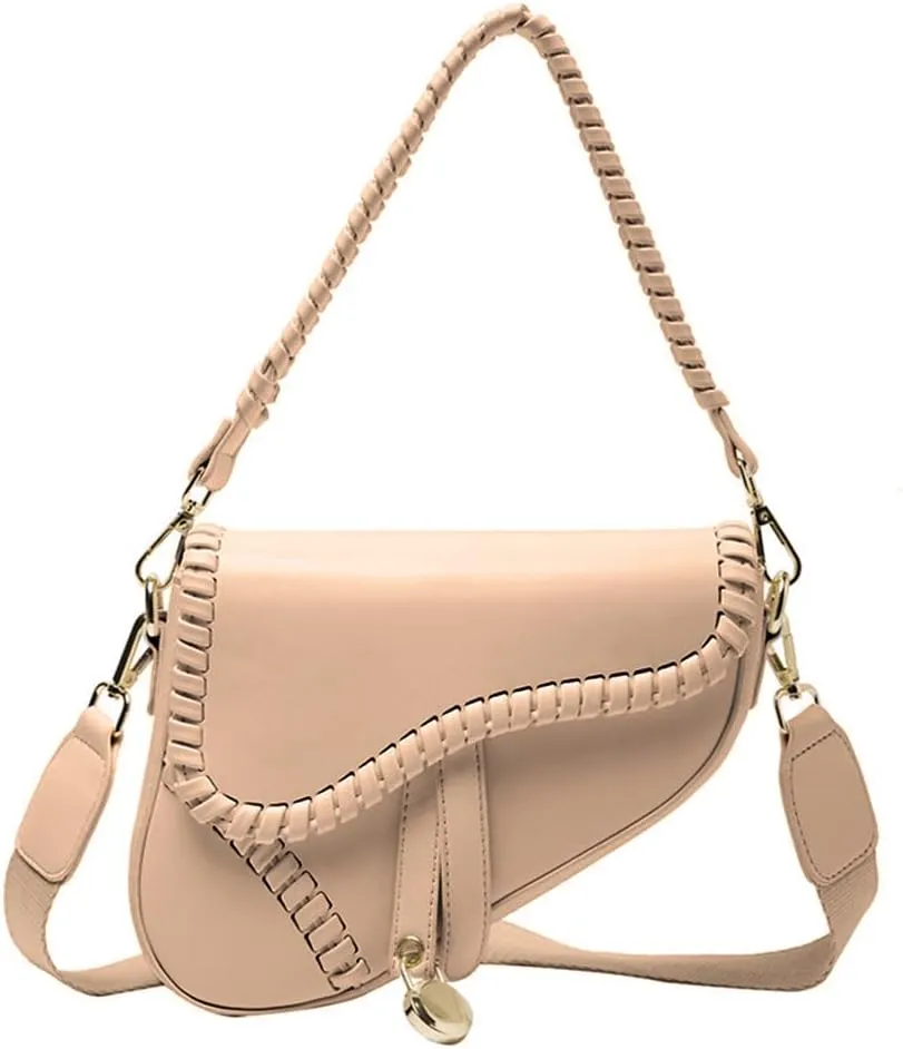 PURFANREE Women Trendy Saddle Shoulder Bag Clutch Purse Underarm Handbag Satchel HandBag Crossbody Bag