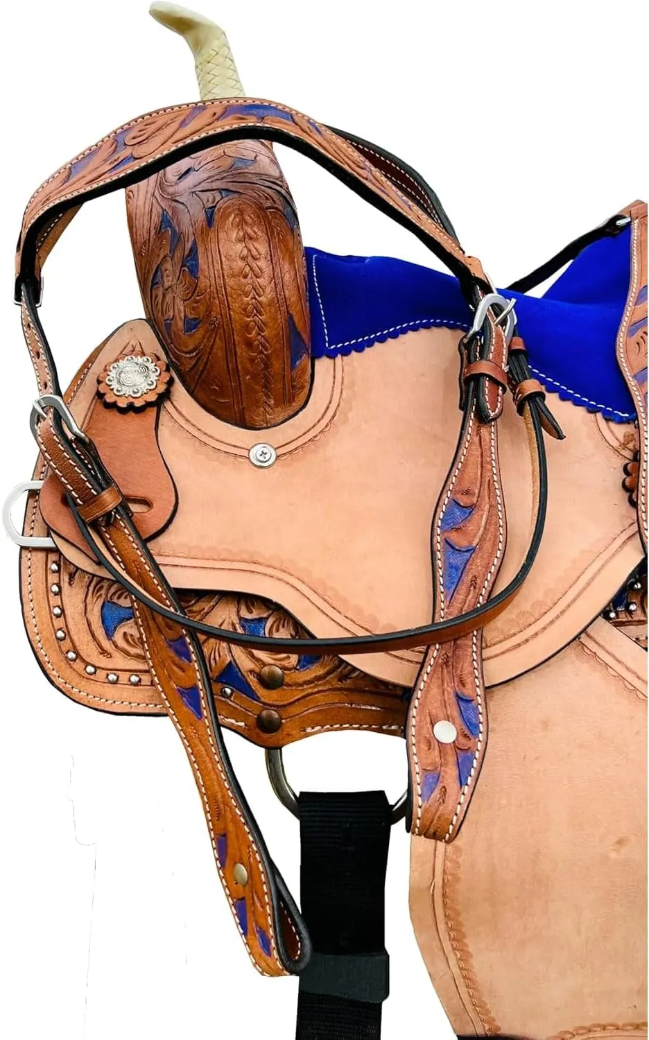 Purple Kids/Youth/Adult Western Horse Barrel Saddle Genuine Leather Floral Tooled Trail Saddle Tack Set 10" to 18" ST-219