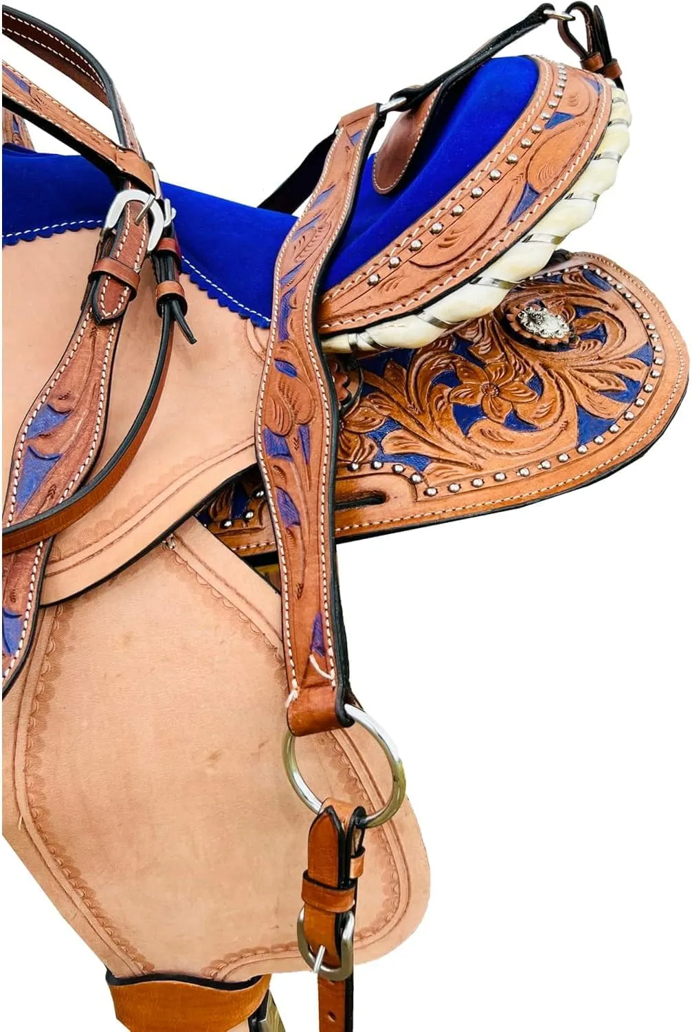 Purple Kids/Youth/Adult Western Horse Barrel Saddle Genuine Leather Floral Tooled Trail Saddle Tack Set 10" to 18" ST-219