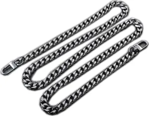 Purse Strap,Bag Strap, 6 Surface Grind Flat DIY Iron Black Metal Chain Strap Handbag Chains Purse Straps Shoulder Cross Body Replacement Straps(Length 39")