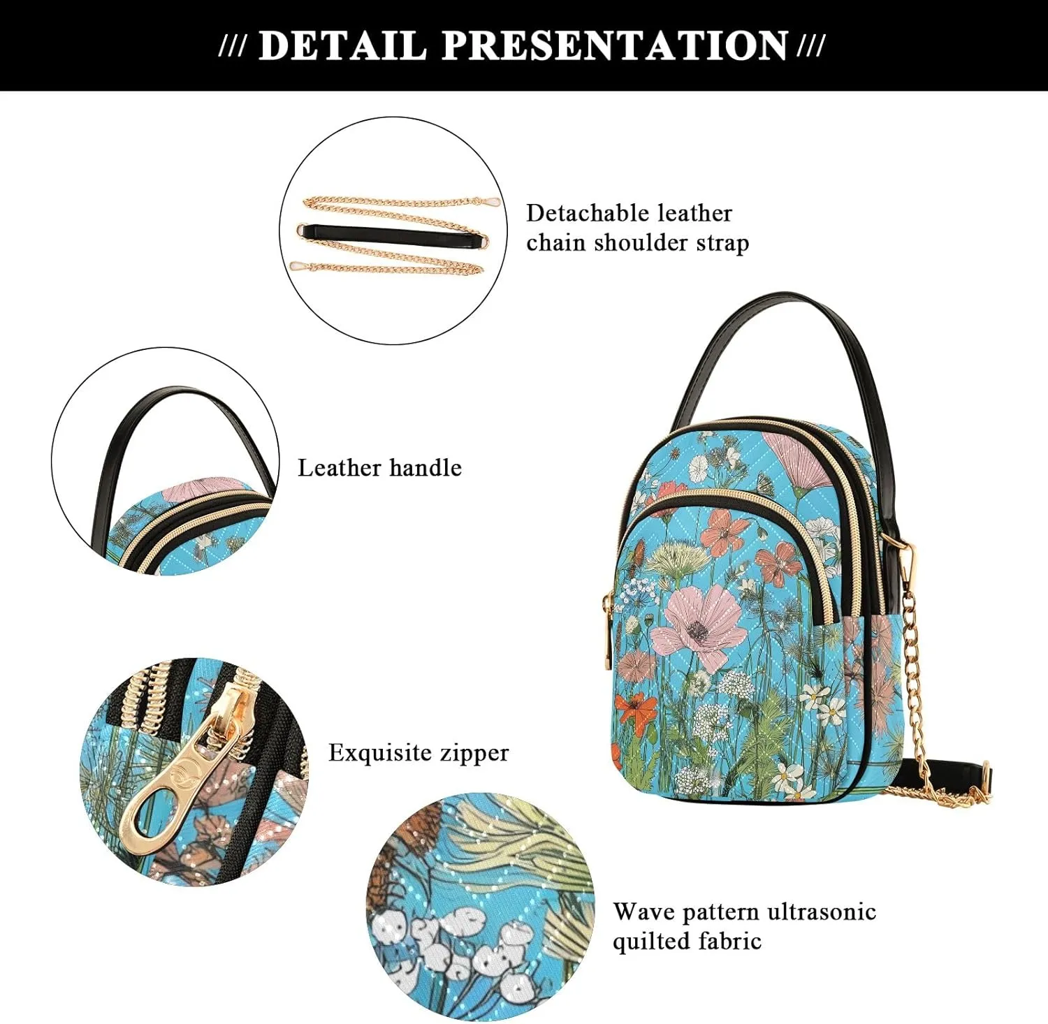 Quilted Crossbody Bag Small Shoulder Purse Women's Handbags Phone Purse with Chain