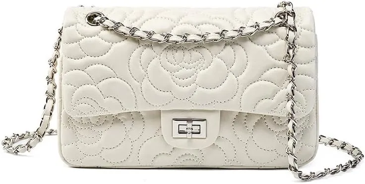 Quilted Crossbody Purse for Women Trendy Ladies Leather Shoulder Bag with Chain Designer Purses