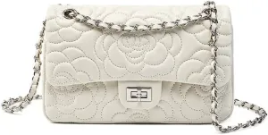 Quilted Crossbody Purse for Women Trendy Ladies Leather Shoulder Bag with Chain Designer Purses