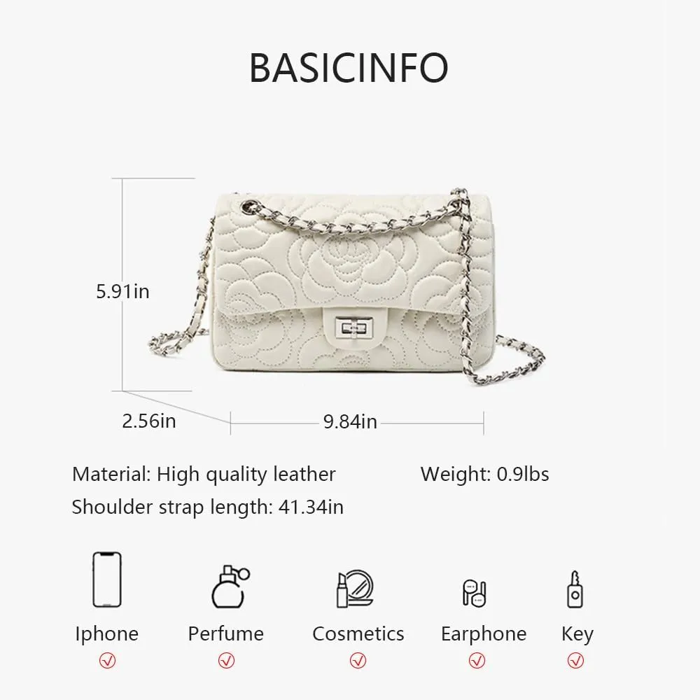 Quilted Crossbody Purse for Women Trendy Ladies Leather Shoulder Bag with Chain Designer Purses