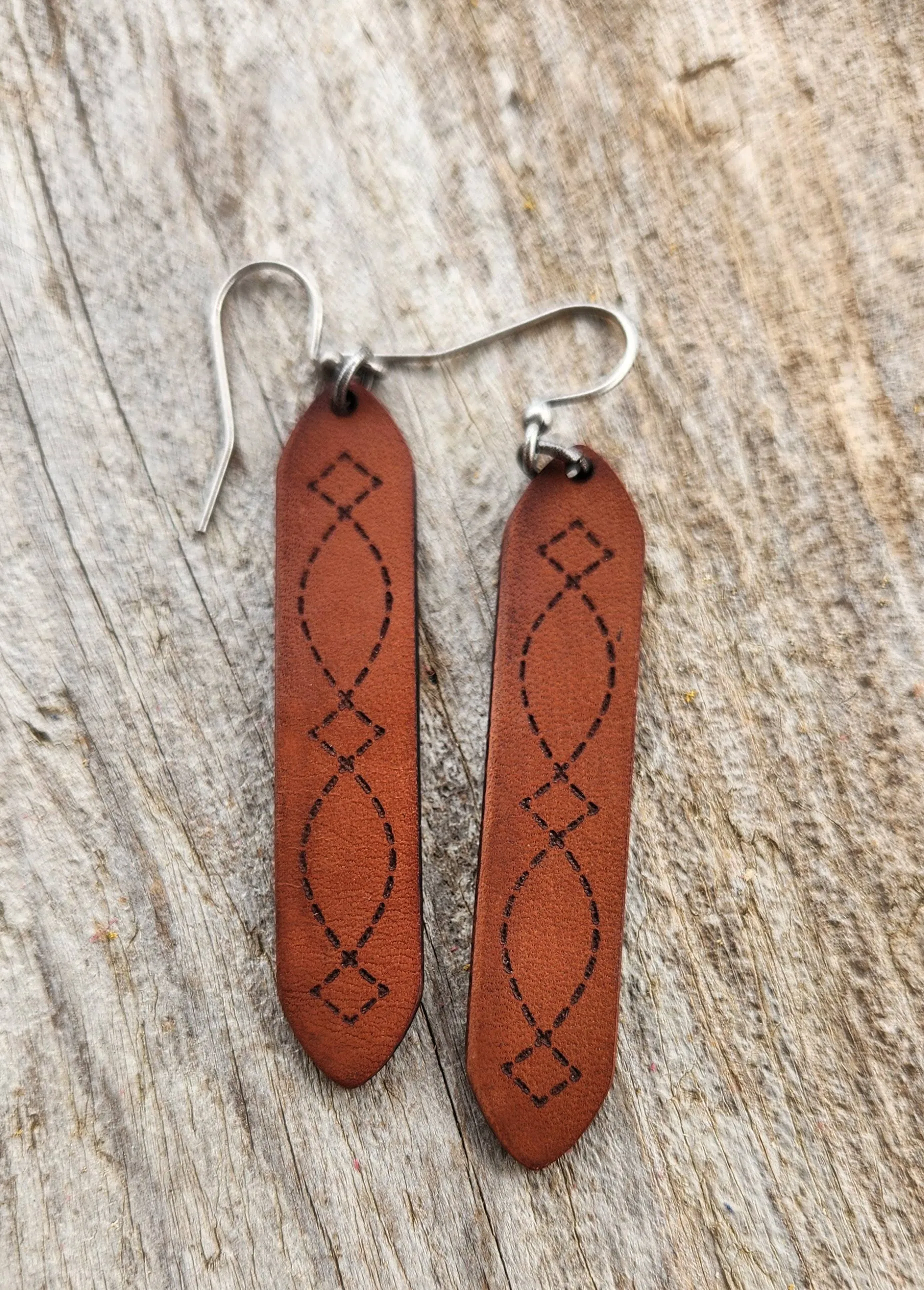 "Billet" Handmade Genuine Leather Western Earrings
