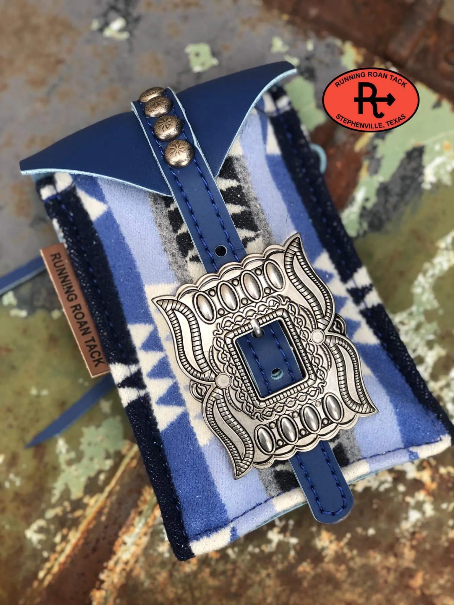 "Trailhead Blue" Wool Mini Saddle Bag in Royal Blue Leather for Phone, Keys, Roping Powder, etc