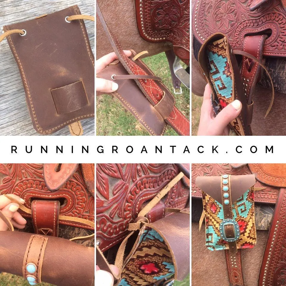 "Trailhead Blue" Wool Mini Saddle Bag in Royal Blue Leather for Phone, Keys, Roping Powder, etc