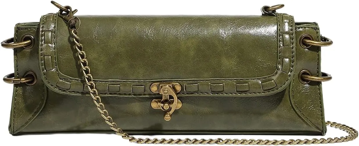 QWINEE Women's Flap Crossbody Bag Chain Strap Leather Shoulder Bag Vintage Elegant Handbag