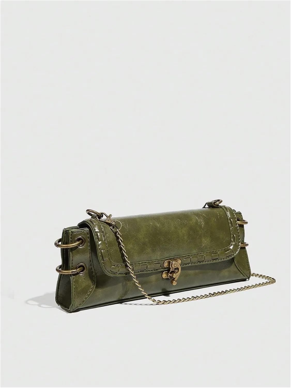 QWINEE Women's Flap Crossbody Bag Chain Strap Leather Shoulder Bag Vintage Elegant Handbag