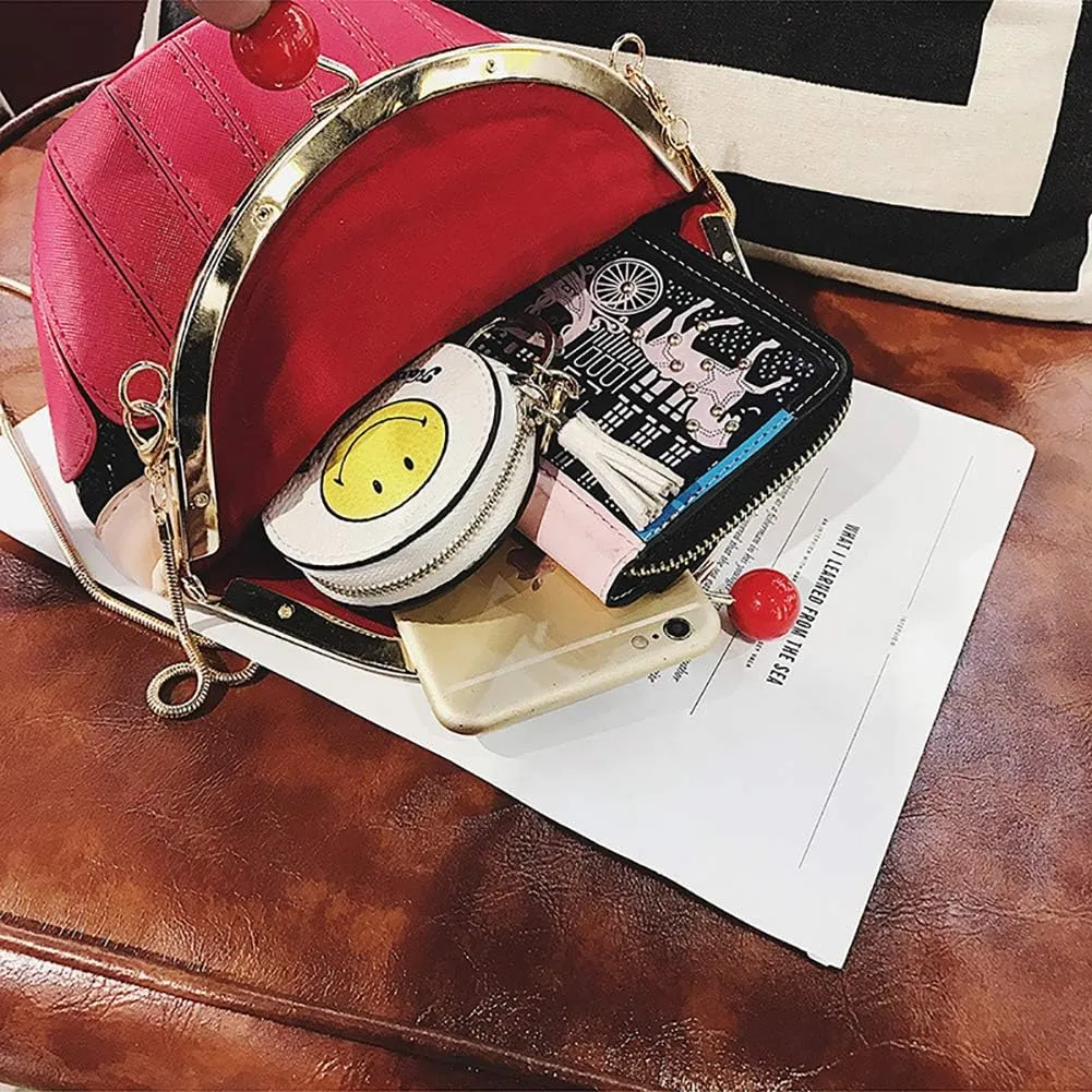 QZUnique Food Shape Cross Body Bag PU Cartoon Purse Ice Cream Sholuder Bag Handbag with Removable Chain