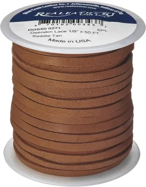 Realeather Crafts Deerskin Lace, Saddle Tan 1/8" x 50'